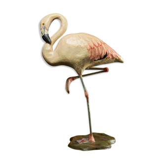 Handmade papier maché flamingo