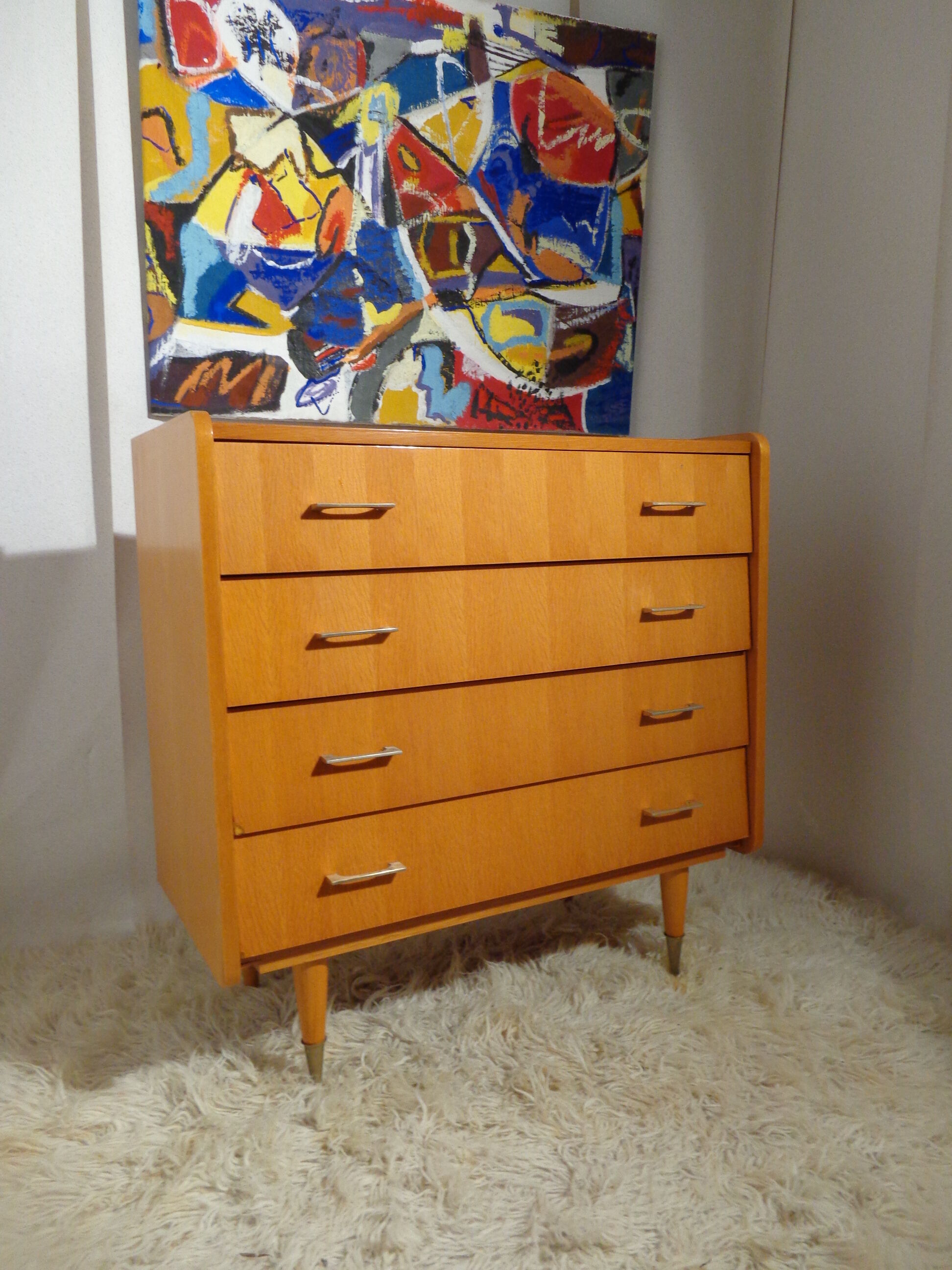 Vintage chest of drawers from the 60s in light wood