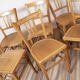6 bistro chairs, blond wood, typical Luterma brand, 1950s-60s
