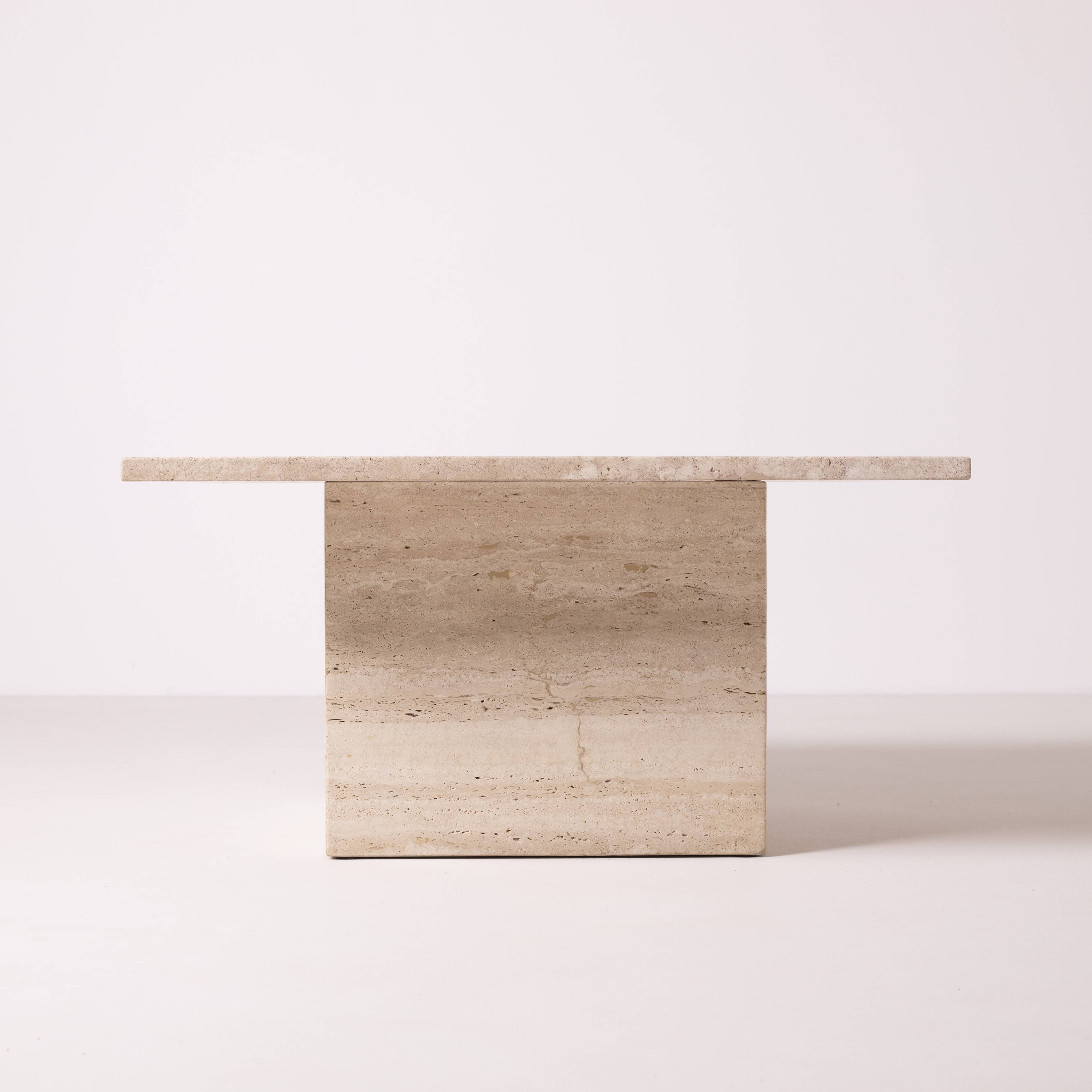 Postmodern travertine stone coffe table, Italy, 1980s