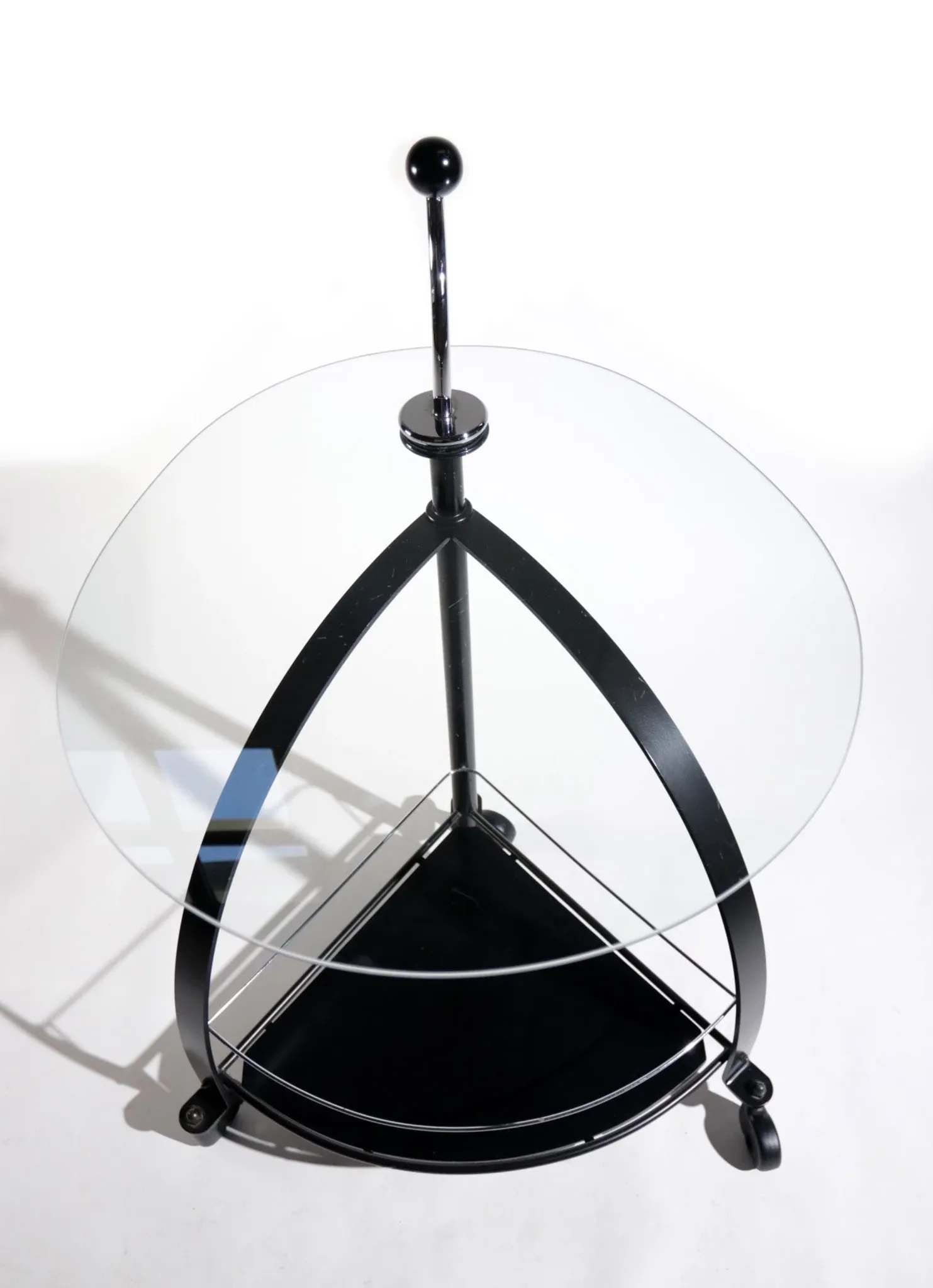 Vintage Bauhaus-style serving trolley with glass top