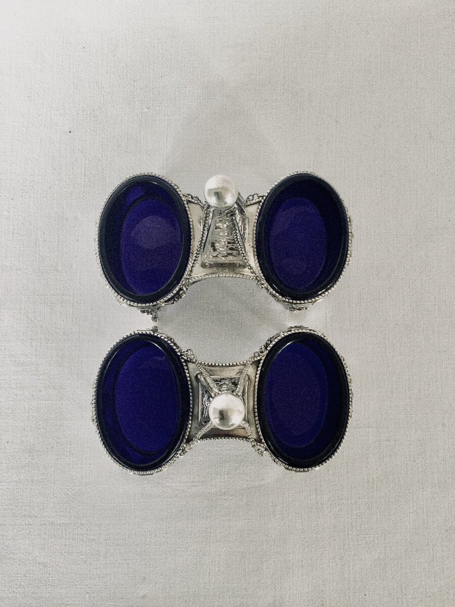 Pair of solid silver salt pans