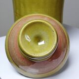 Decorative spice jar in vintage two-tone glazed stoneware, handcrafted