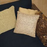 Vintage 1970s canapé with bamboo frame and Aztec patterns.