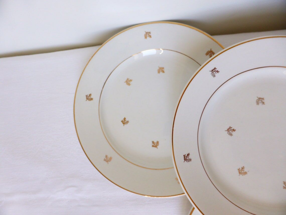 Set of 4 vintage flat plates in Badonviller porcelain