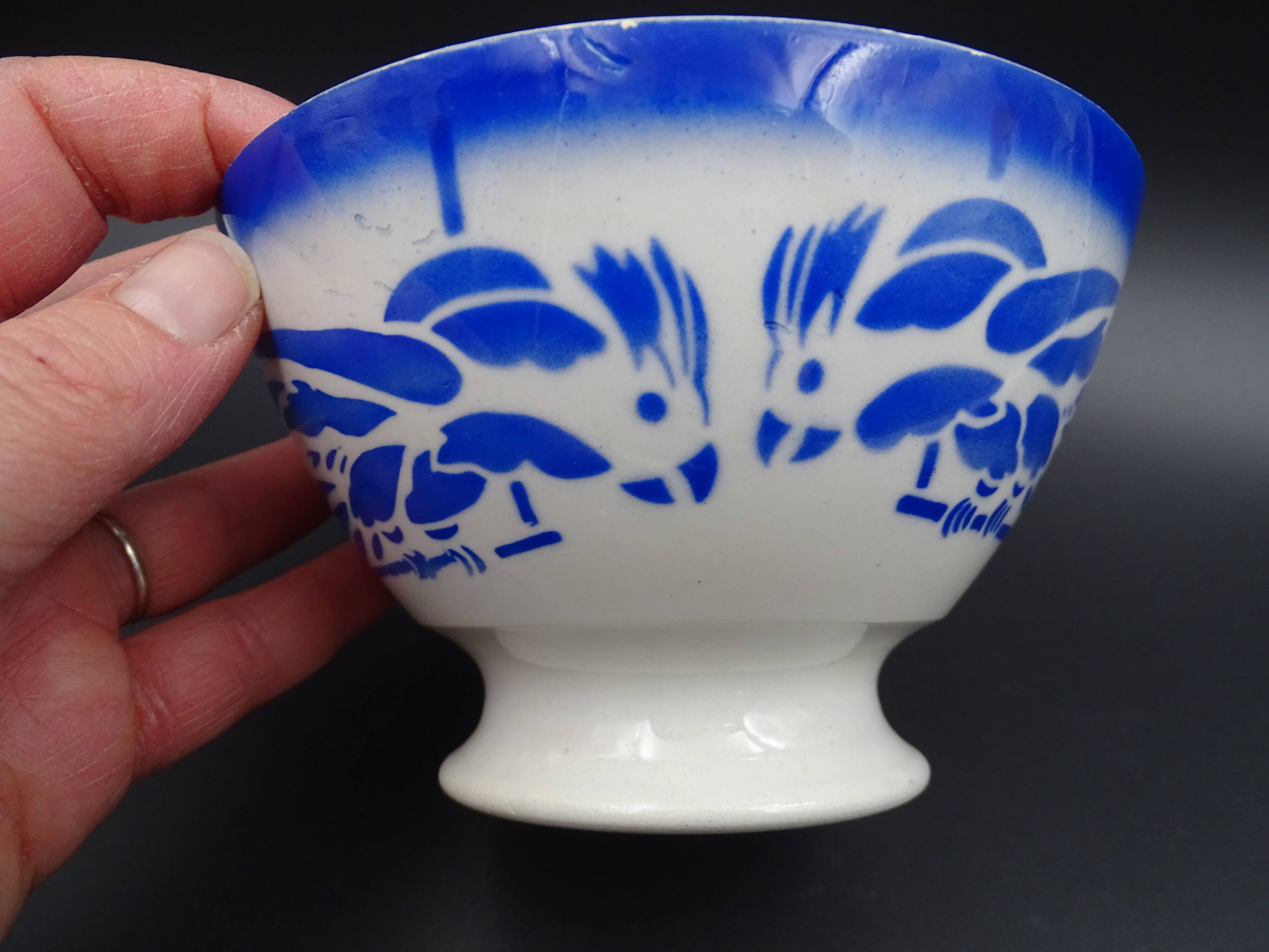 Bowl with earthenware parrots from Badonviller - circa 1940