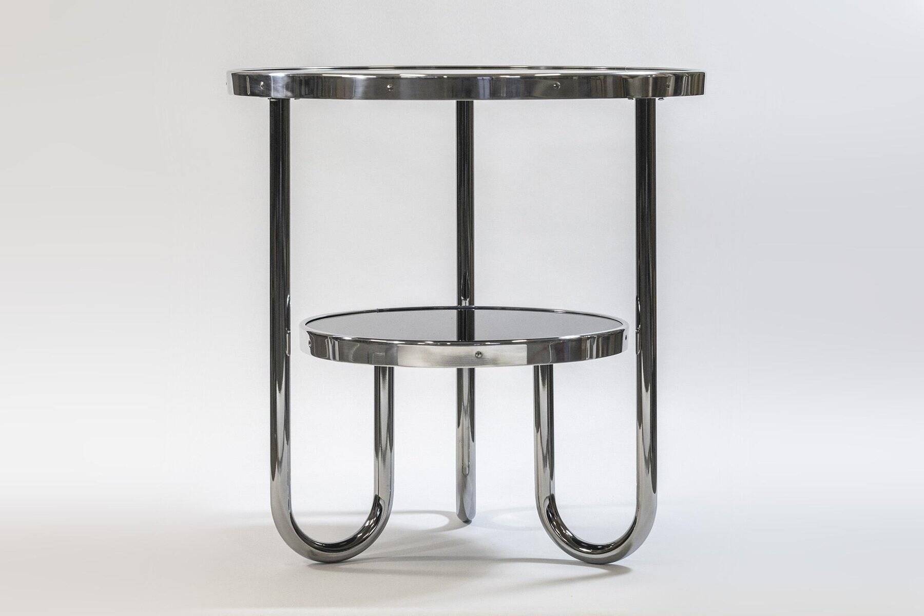 Small Bauhaus Black Chrome Table from Kovona, Czechia, 1970s