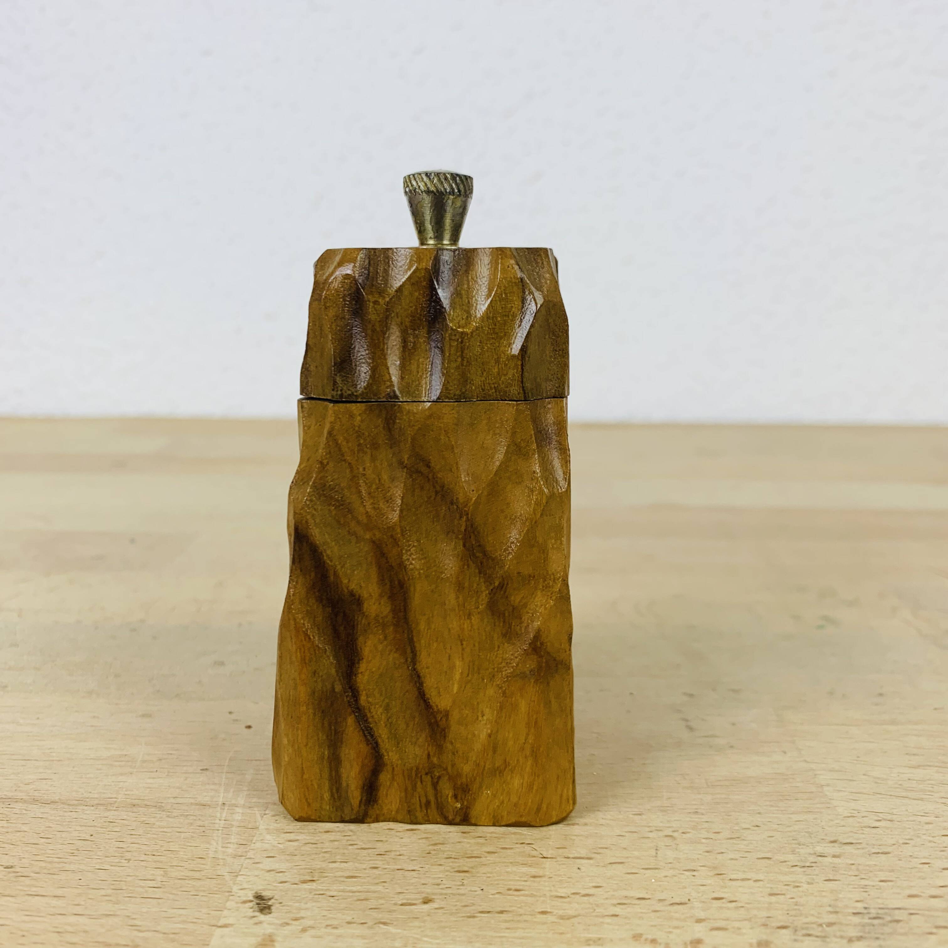 Pepper shaker gouged brutalist olive wood