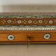 Natural wood plumier box decoration in inlay of bone marquetry