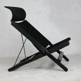 Armchair by Tord Bjorklund, black wood, steel and canvas. Ed. Ikéa, circa 1990.