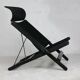Armchair by Tord Bjorklund, black wood, steel and canvas. Ed. Ikéa, circa 1990.