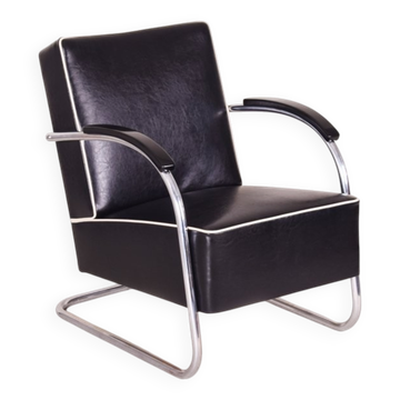 Bauhaus Armchair in Chrome and Leather from Mücke Melder, 1930s