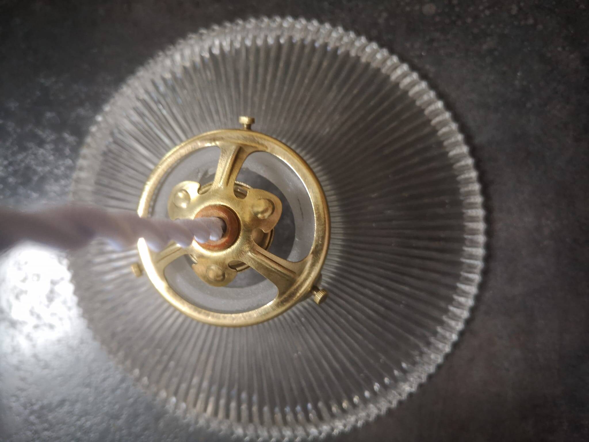 Art deco holophane streaked glass suspension 1930