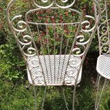 Perforated metal chairs clover backrest high 50s Set of 2