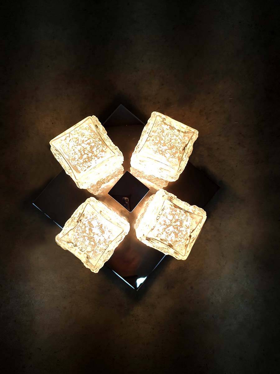 Vintage design Ice glass Flush Mount ceiling lamp 'Ice cubes'