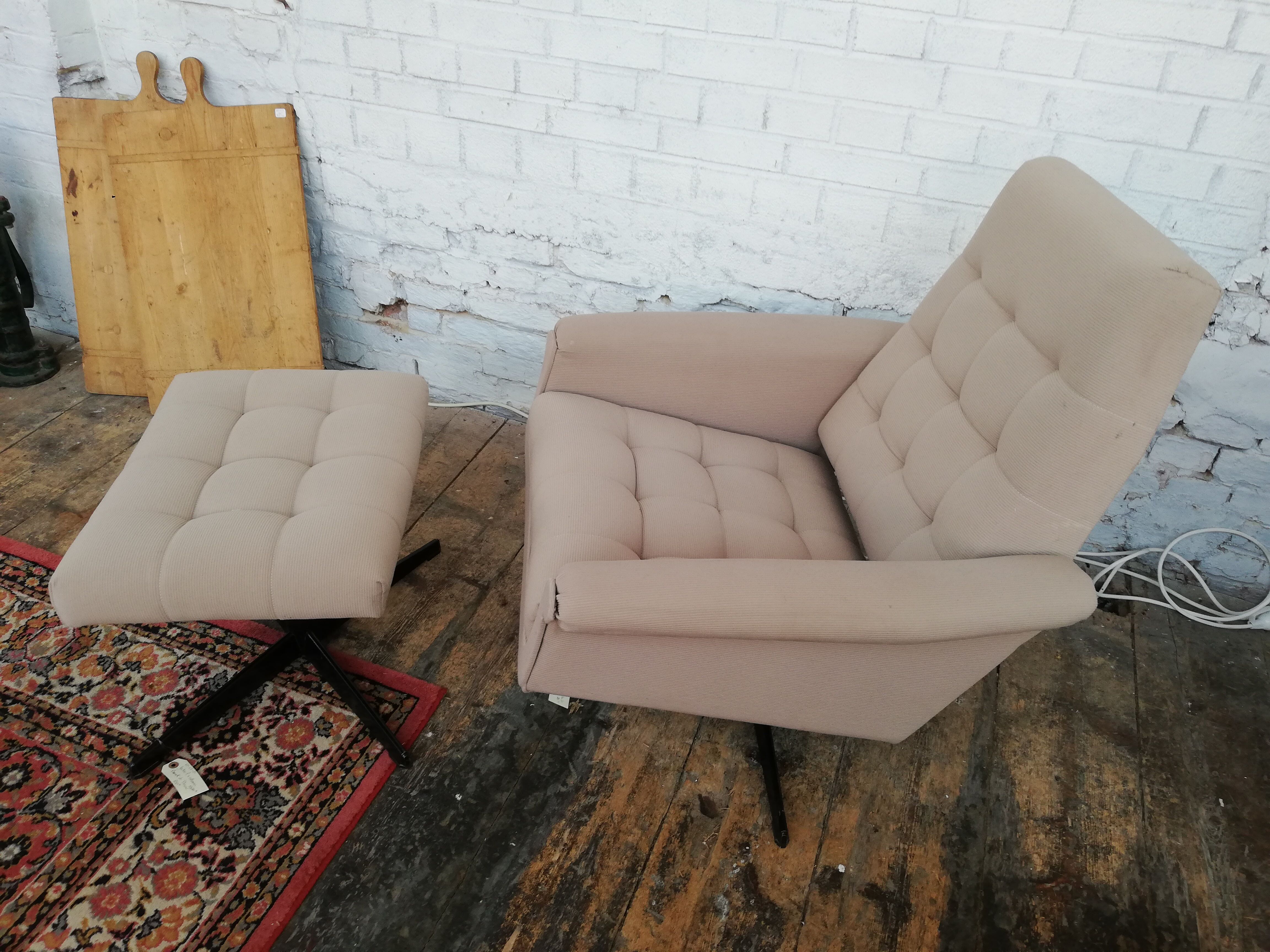 Armchair with Czech ottoman, 1960, Munzar and Moravians