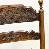 19th century handcrafted and carved ladder back chair, circa 1840s.