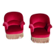 2 antique toad armchairs in red velvet