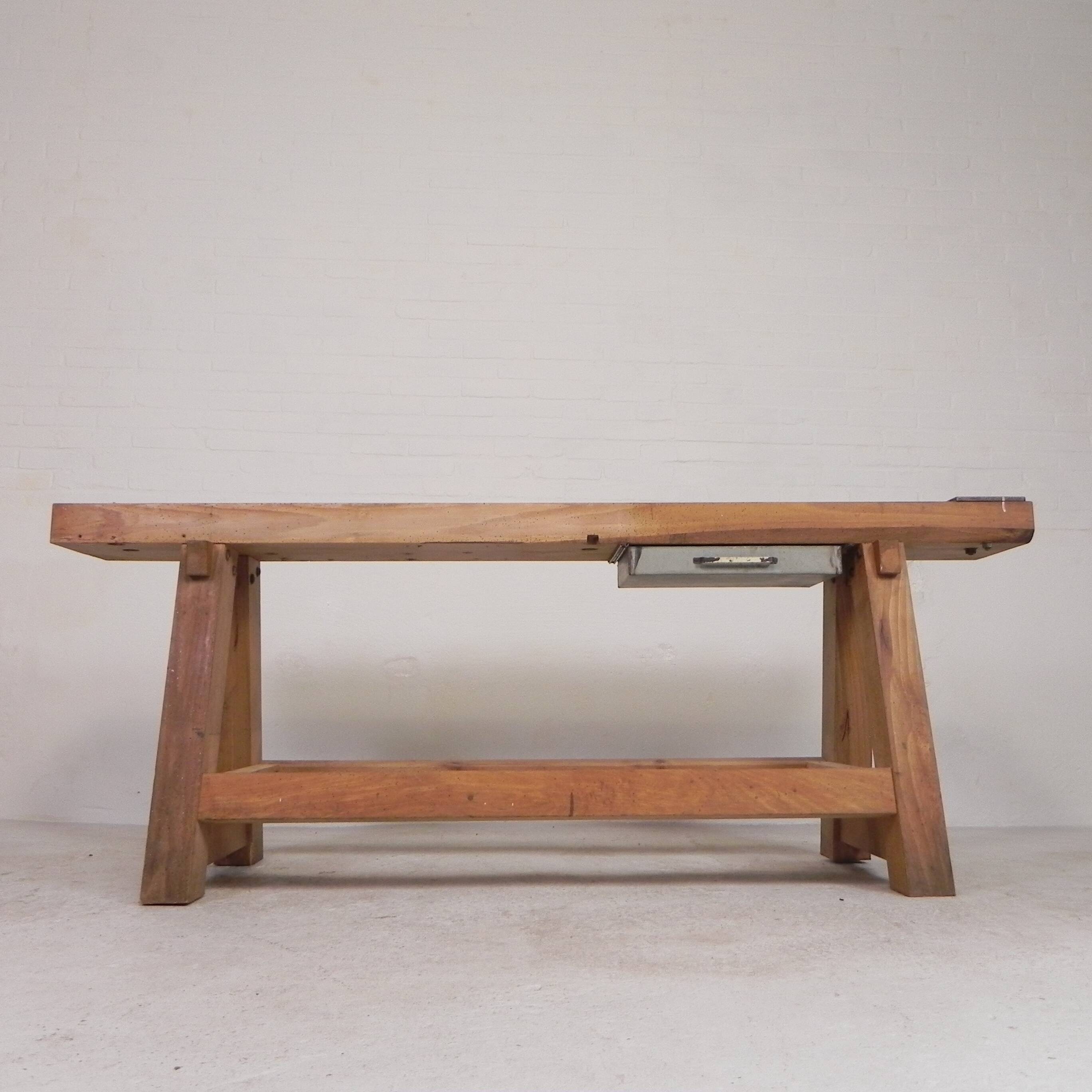 Oak workbench 2 meters long, 1950s