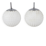 2-piece set Bubble Space Age opal glass ceiling lamps/ceiling lights by Rolf Krüger for Staff, Germany, 1970s.