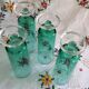 Set de 4 flûtes en verre vert années 70 Luminarc Arcoroc