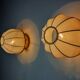 Pair of regency wall lights, pine and stretched canvas, italy, 1970