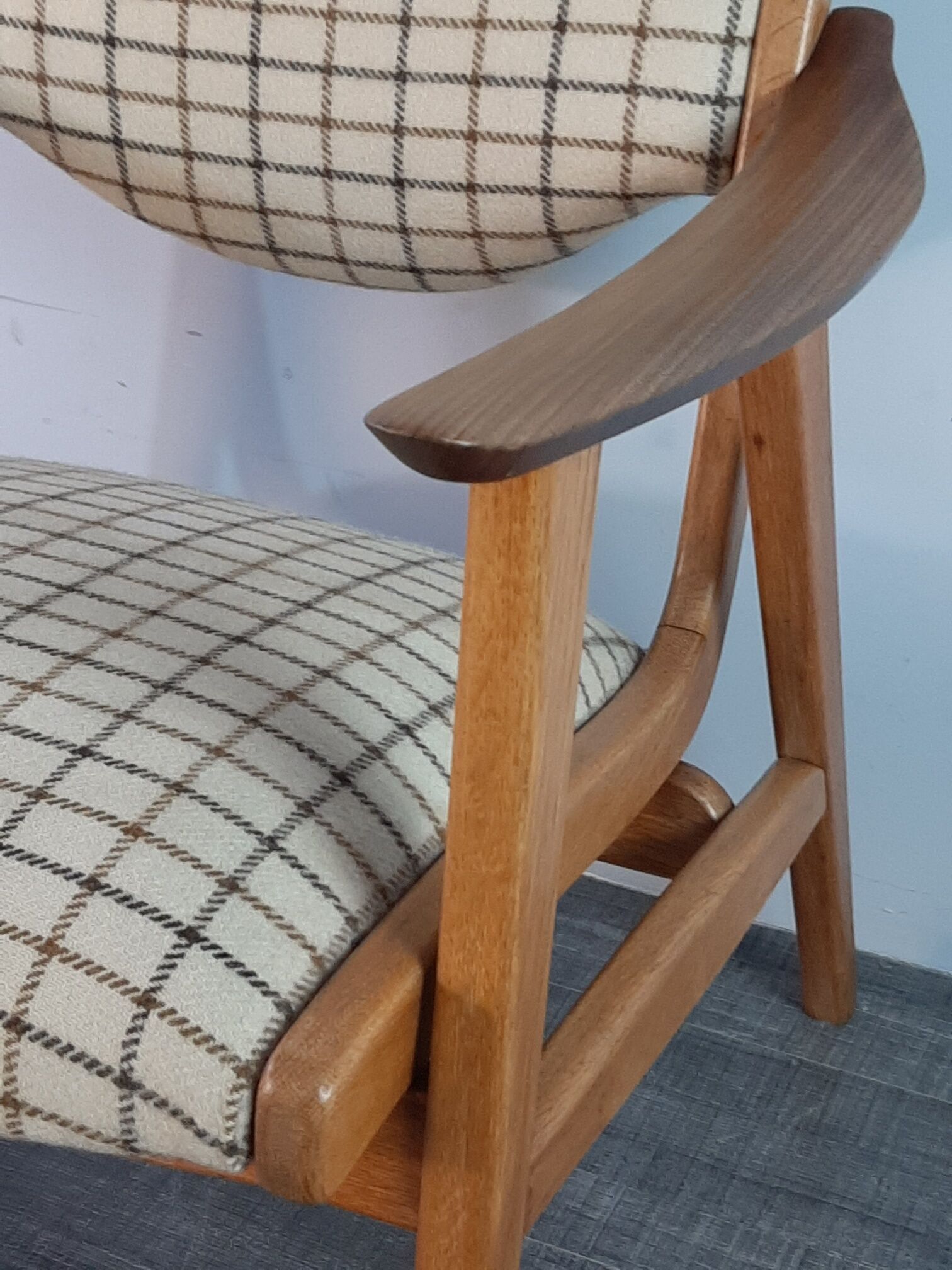 Danish Oak and Wool Chair, Mid-Century Scandinavian 1950s