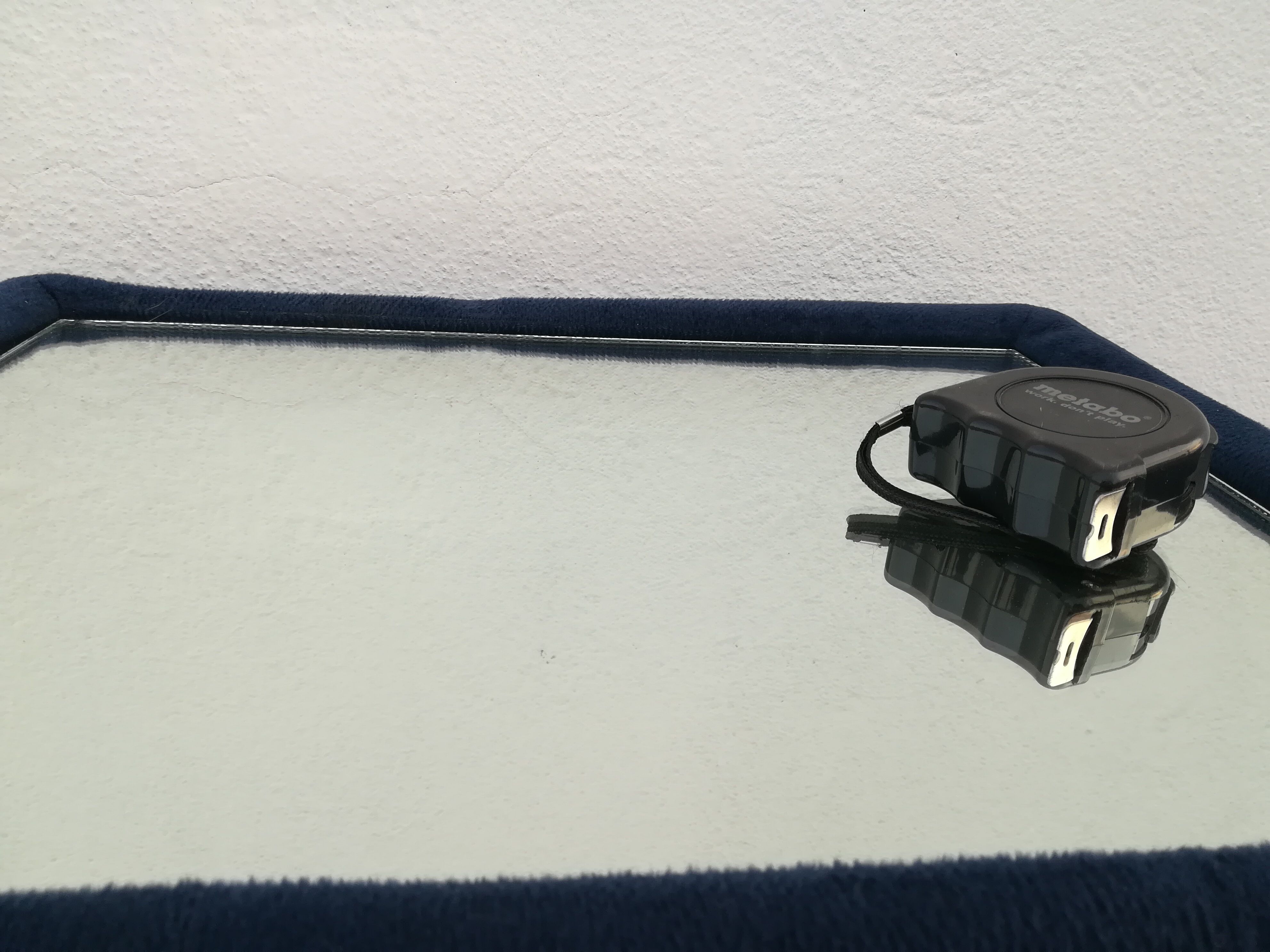 Velvet coffee table, mirror top