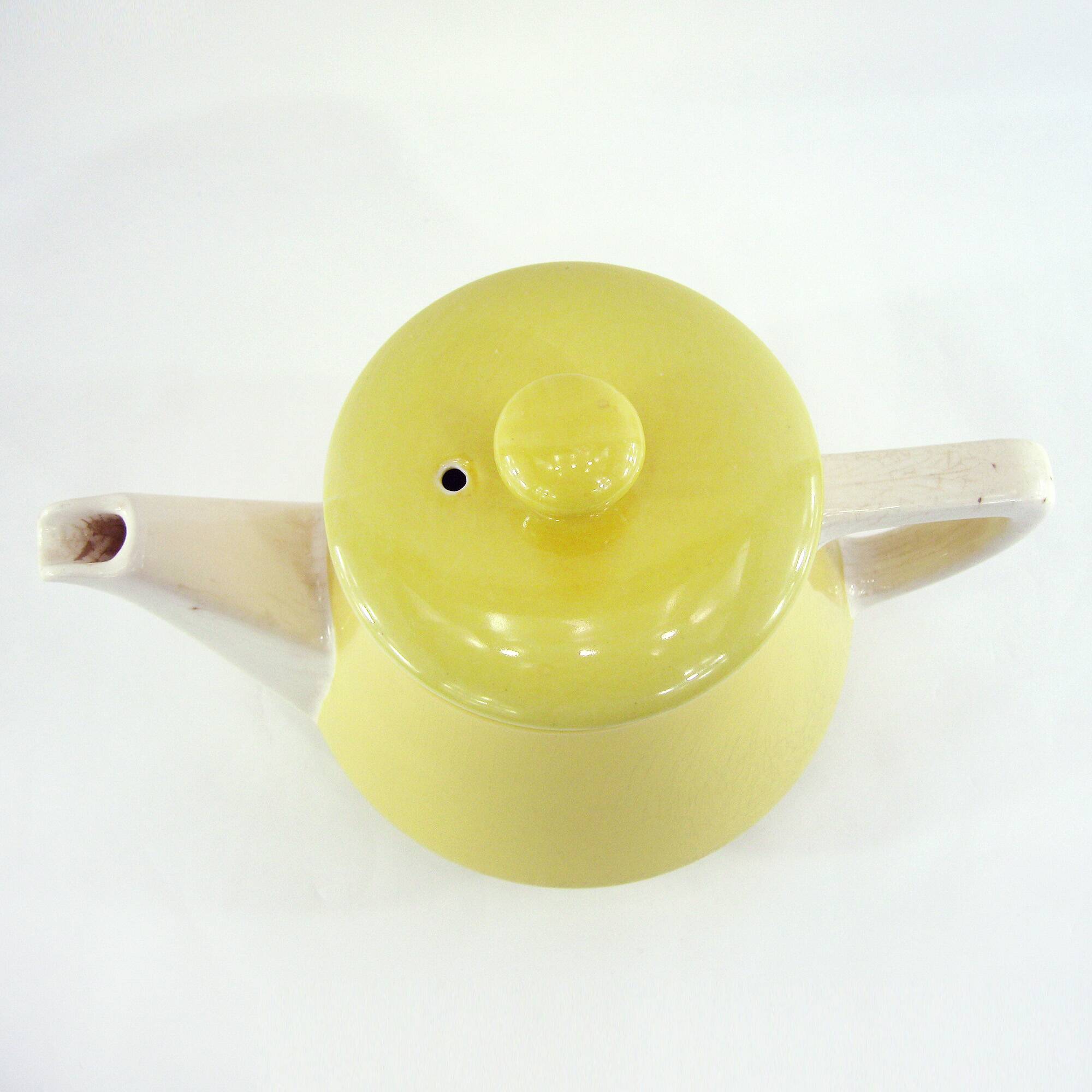 Yellow ceramic teapot - Villeroy & Boch France - vintage 1940s
