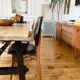 Pair of vintage wood and leather chairs