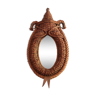 Miroir ovale en corde façon collier d'âne années 60 53x25cm