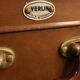 Old suitcase in vulcanized fibers & bakelite "Verlin" 1960