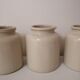 Set of 3 beige mustard jars