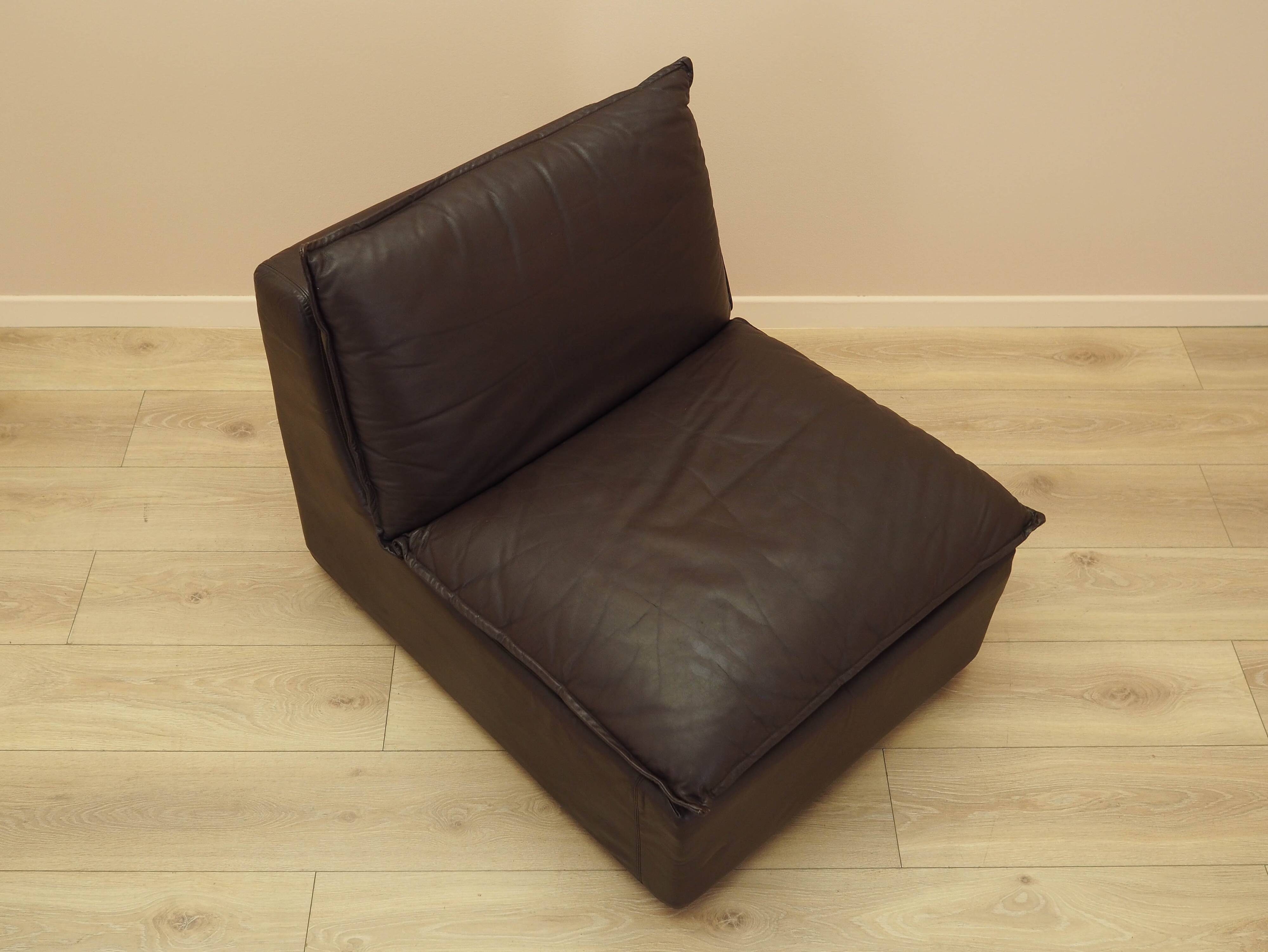 Brown leather armchair, Italian design, 1960s, production: Italy