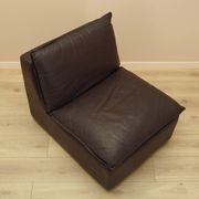 Brown leather armchair, Italian design, 1960s, production: Italy