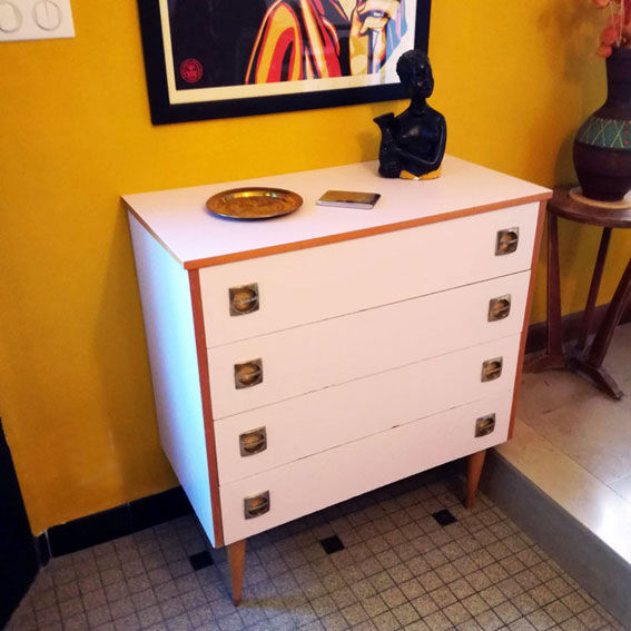 Commode vintage revisitée en rose poudre