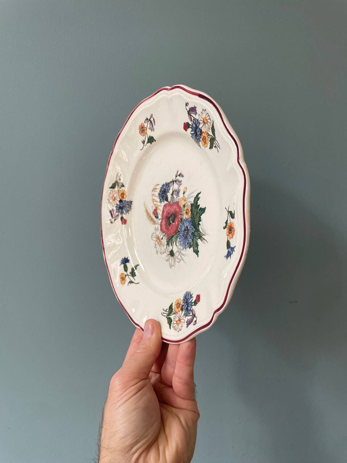 Series of 7 Sarreguemines earthenware dessert plates, Agreste model