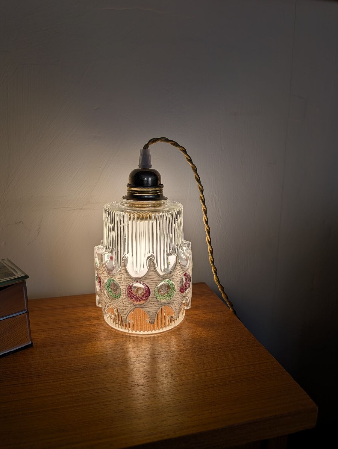 Textured glass pendant in the style of Doria Leuchten (1960)