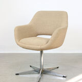 Mid-century beige fabric swivel chair from stol