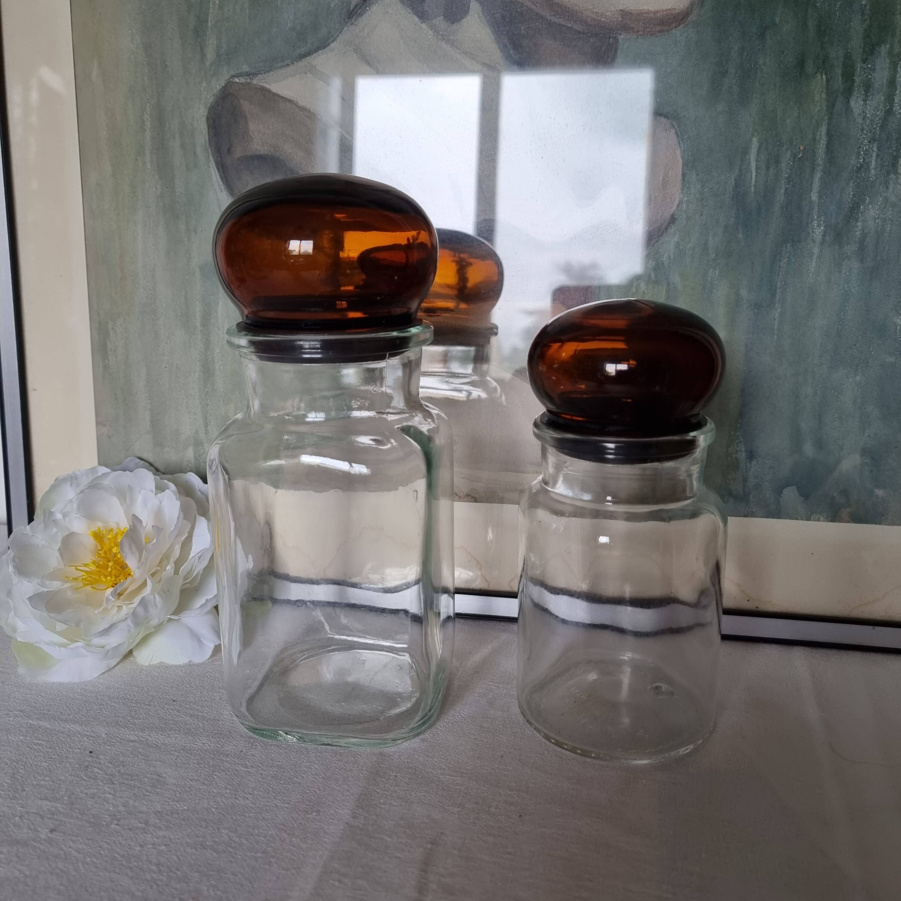 Pair of vintage Belgian glass pharmacy jars from the 1970s, very decorative