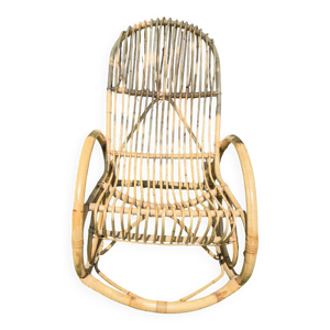 Rocking-chair rotin vintage