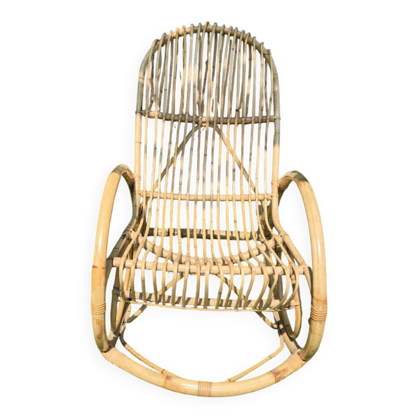 Rocking-chair rotin vintage