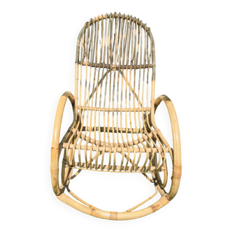 Rocking-chair rotin vintage