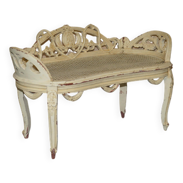 Antique French bergère window bench shabby chic