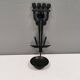 Vintage wall candle holder in wrought iron and hard pressed blue glass.