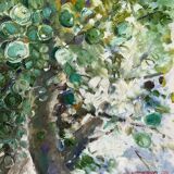 Grand paysage abstrait, peinture à l'huile signée Per Olof Netterblad, 1976