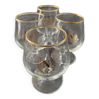 4 glasses in foot Napoleon liqueur / digestive / cognac