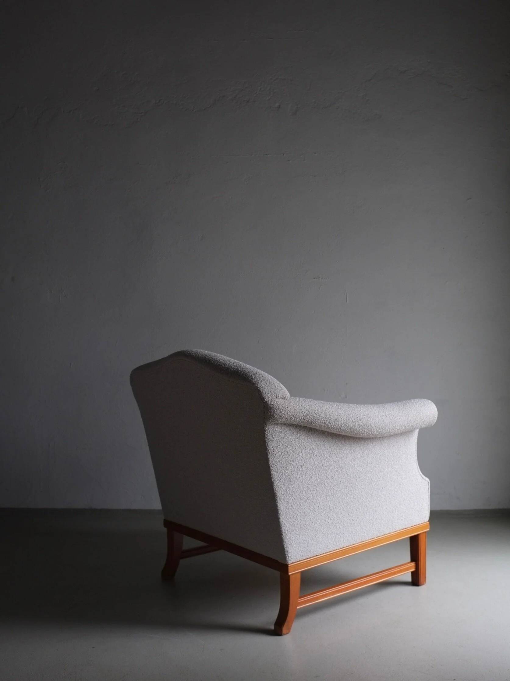 Grey boucle lounge chair | Sweden | 1940s