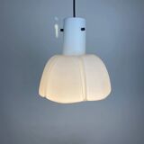 Frosted glass pendant in the shape of a white flower by Glashütte Limburg.