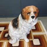 Life sized Vintage glazed terracotta St bernard dog sculpture, 1960s